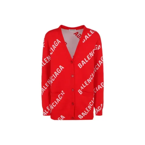 Balenciaga All Over Logo Cardigan 'Red/White'