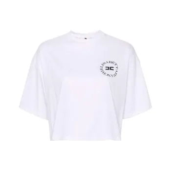 Elisabetta Franchi Cropped Logo print T shirt