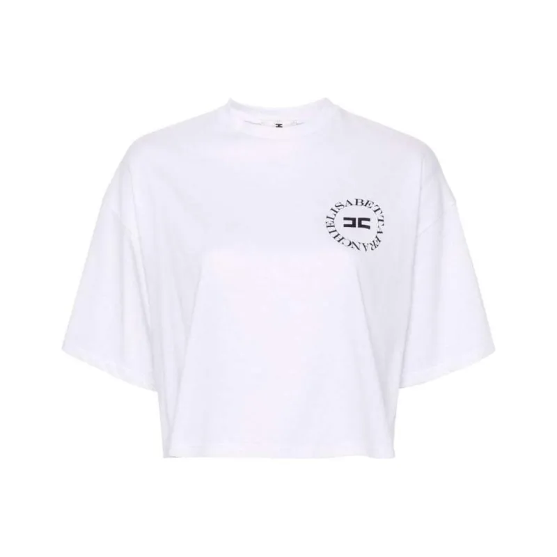 Elisabetta Franchi Cropped Logo print T shirt-0
