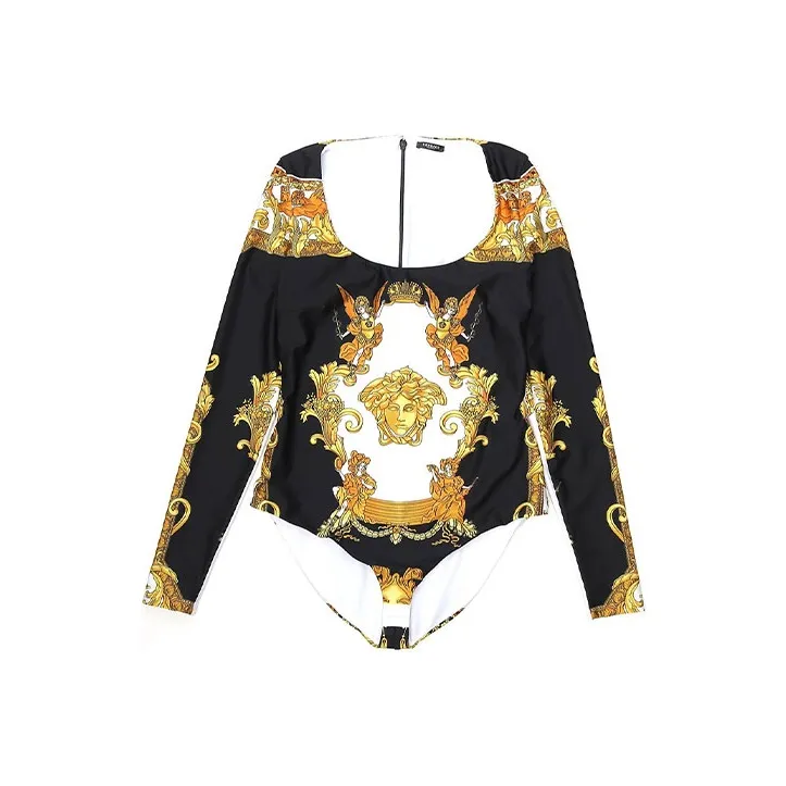 VERSACE Medusa Renaissance Print Bodysuit 'Black/Gold/White'-0