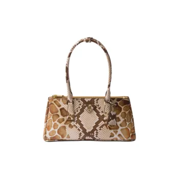 PRADA Saffiano Cow Leather Shoulder Bag Medium Size Women's Beige