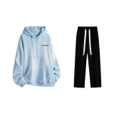 Clothing Sets (Glacier Blue Sweatshirt+Black Casual Pants)