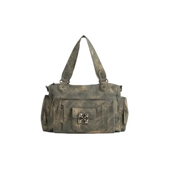 JACD PU Shoulder Bag Regular Women's Pirate Black/Denim Gray Gold