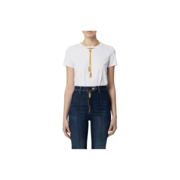Elisabetta Franchi Necklace Embellished Jersey T Shirt