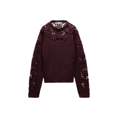 ZARA sweater Knit Women's Burgundy Red