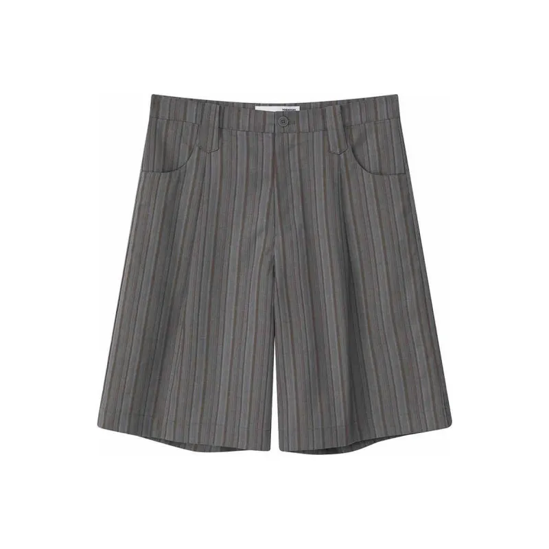 YOSHIYOYI Casual Shorts Men's Gray Stripes-0