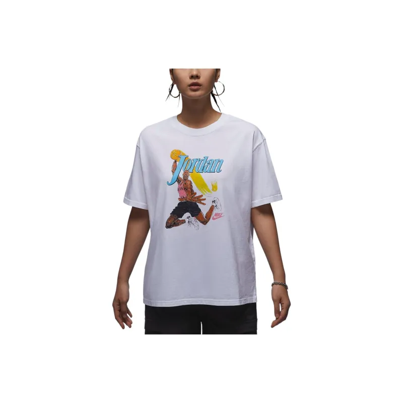 Jordan Drop Shoulder Sleeve T-Shirt Women's White/Black-0