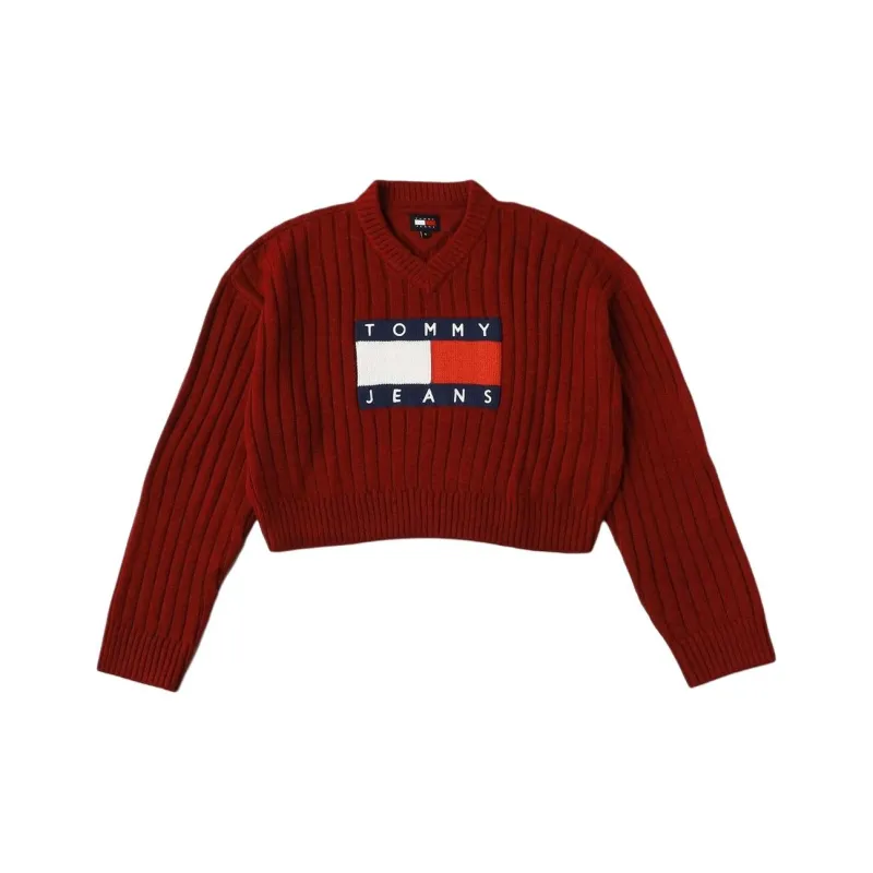 Tommy Hilfiger TJW VNCK CENTER FLAG SWEATER E Knitwear Women's Red-0
