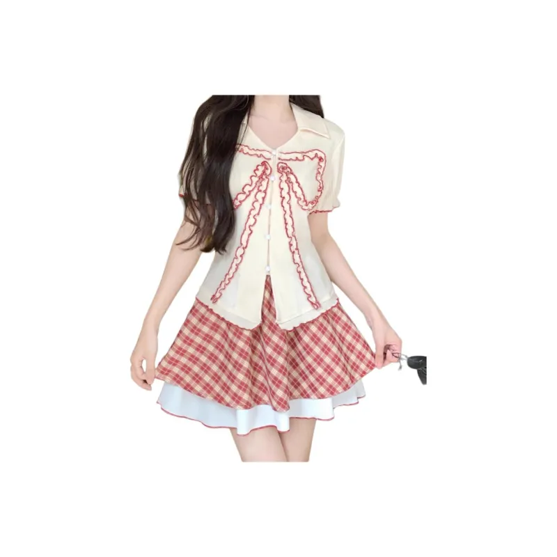 Mu Xiao Xin Two Piece Skirt Sets Women's-1