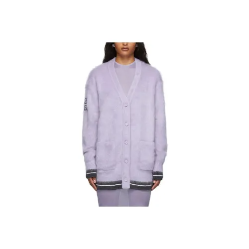 Givenchy Long Cardigan With Logo In The Back 'Lilac/Dark Grey'