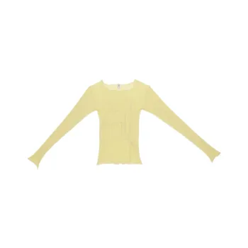 BASERANGE SS24 Aroostook Long Sleeve Tee - Organic Cotton Gauze T-Shirt Women's Yellow/Yellow