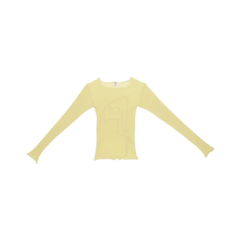 BASERANGE SS24 Aroostook Long Sleeve Tee - Organic Cotton Gauze T-Shirt Women's Yellow/Yellow-0