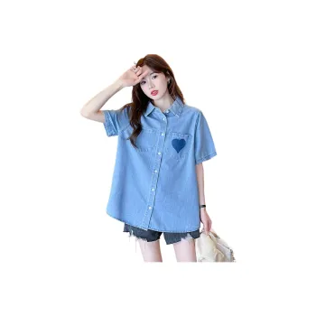 Tonlion Shirt Women's Light Denim Blue