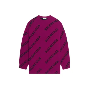 Balenciaga Allover Logo Sweater Fuchsia/Black