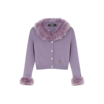 VERSACE Shearling trim Cropped Cardigan