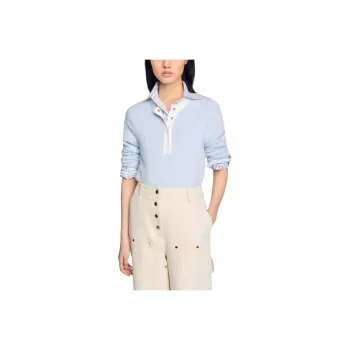 Sandro Press stud Placket Sweater