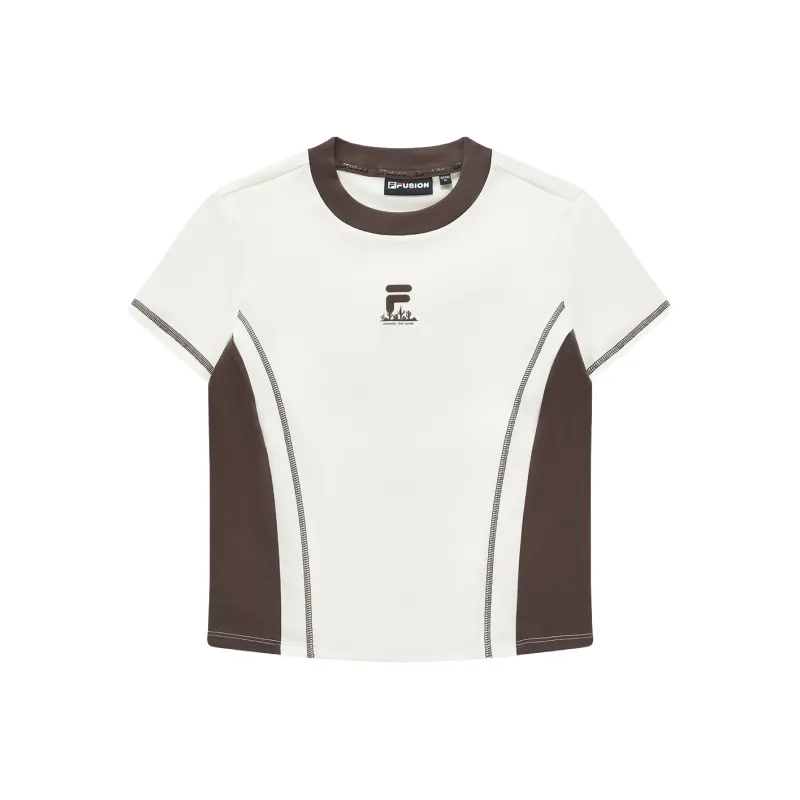 FILA FUSION Set in Sleeve T Shirt Women's Pasture Jun White-0