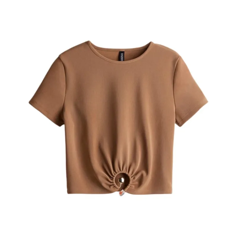 H&M T Shirts Women's Dark Beige-0