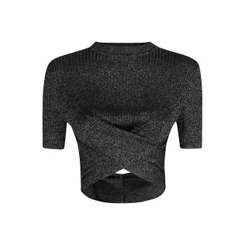 MOSCHINO Jeans Crossover Ribbed Knitted Crop Top