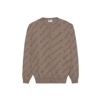 Balenciaga All Over Logo Buttoned Cardigan