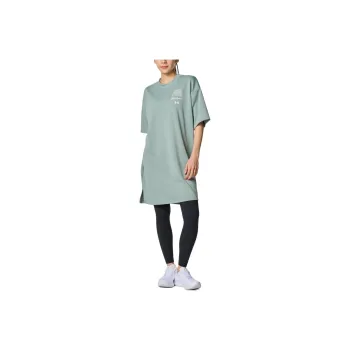 Under Armour Drop Shoulder Sleeve T Shirt Women's Gray Green