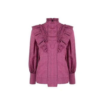 GANNI Check-pattern Long-sleeve Blouse