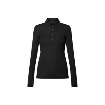 LOUIS VUITTON Long Sleeved Rib Knit Polo Top