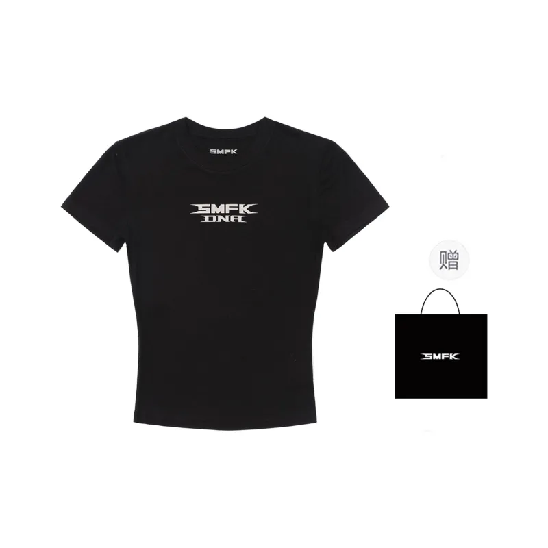 SMFK T Shirt Women's Wilderness Black Shopping Bag Included-0