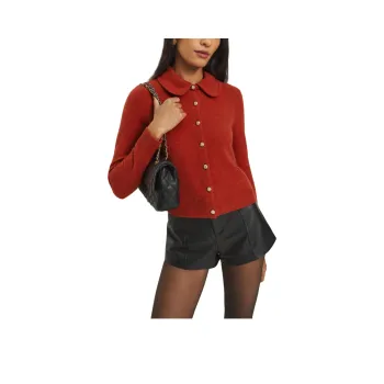 REFORMATION Nyla Regenerative Wool Cardigan Sweater Women's Tomato Red
