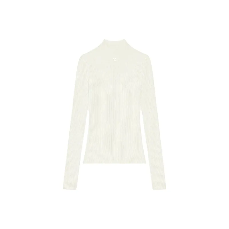 Courrèges Mockneck Light Rib Sweater 'Heritage White'-0
