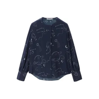 OVV Shirts Women's Navy Blue Pattern 11