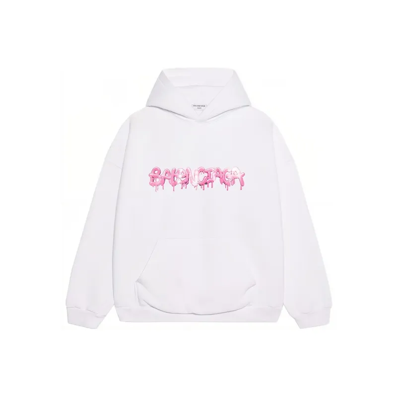 Balenciaga Wide Fit Hoodie 'White/Bubblegum'-0