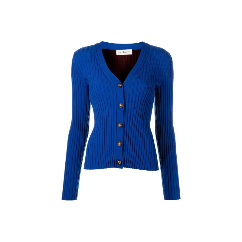 TORY BURCH Color Block Ribbed Cardigan-0