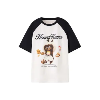 LEDIN Honey Kuma Co branded Series Raglan Sleeve T Shirt Women's White