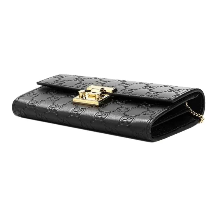 GUCCI Cow Leather Shoulder Bag Women's Black-3