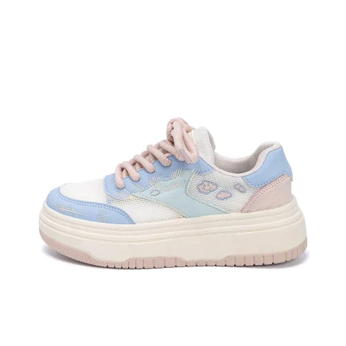 HUANQIU Abrasion Resistant, Lightweight, And Breathable Low Top Skateboard Shoes Women's Blue Pink