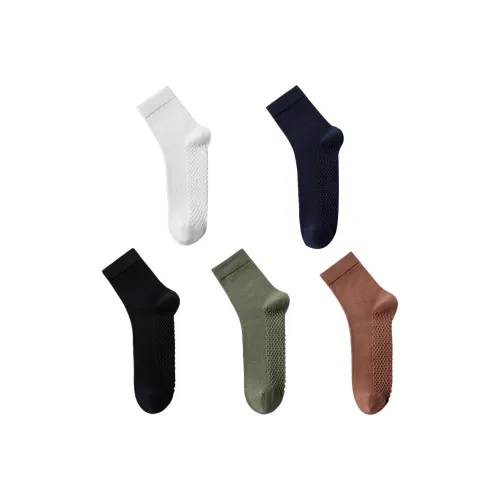 H YXIANG Mid Calf Socks Men's 5 Pack