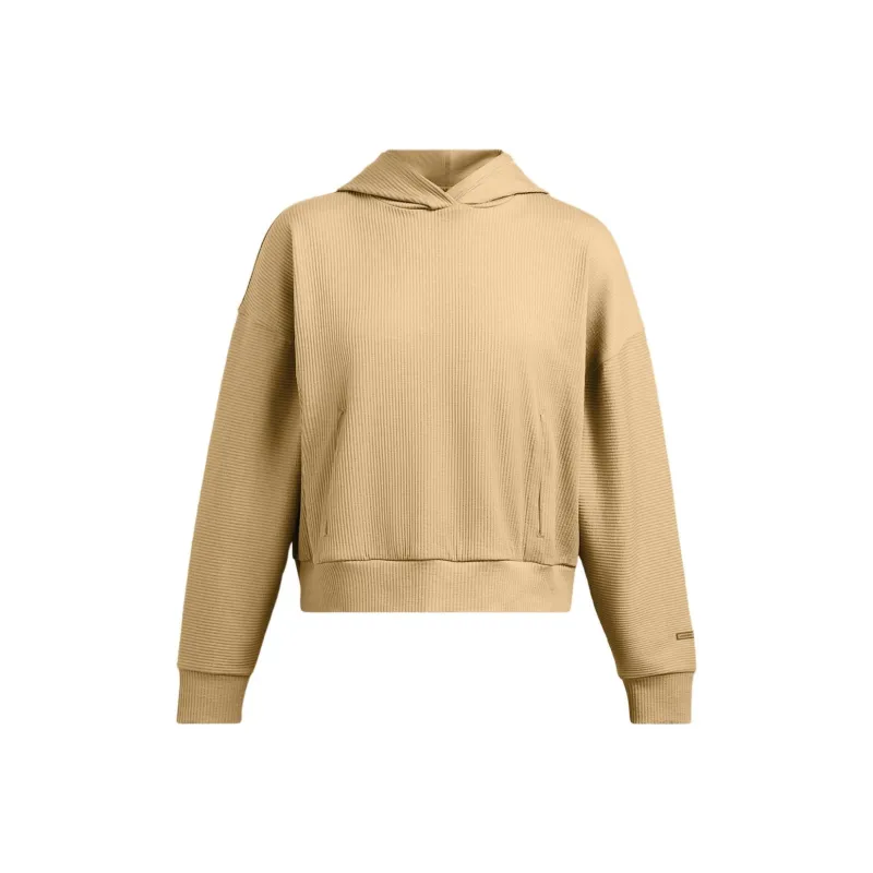 Under Armour Rib Oversized Hoodie Sweatshirt Women's Camel-0