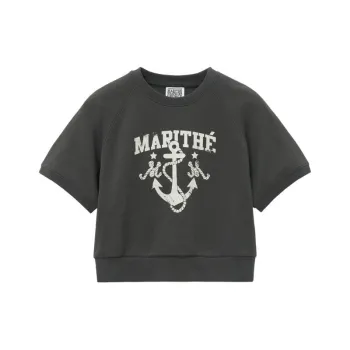 MARITHE FRANCOIS GIRBAUD SS24 Raglan Sleeve T Shirt Women's Charcoal