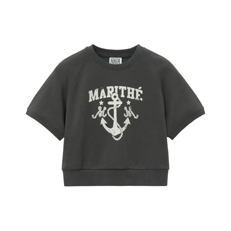 MARITHE FRANCOIS GIRBAUD SS24 Raglan Sleeve T Shirt Women's Charcoal-0