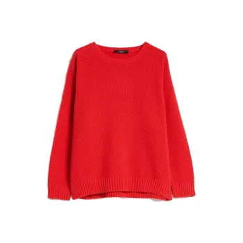 WEEKEND MaxMara Oversized Cotton Blend Top Sweater Women's Red