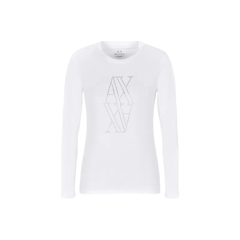ARMANI EXCHANGE Rhinestone embellished Logo T shirt-0