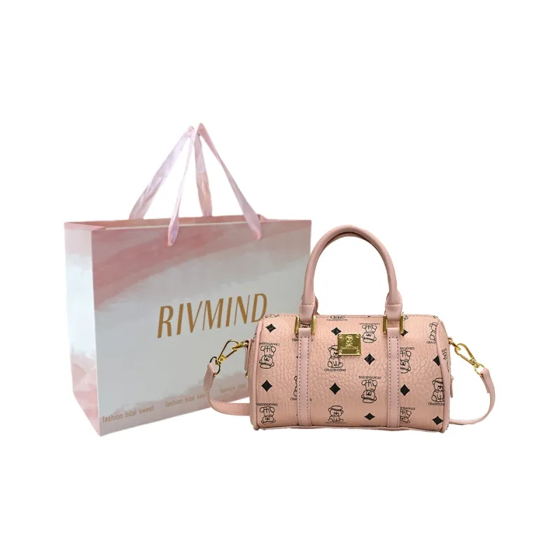 RIVMIND PU Handbag Women's Beige/Pink/Brown/Black-5