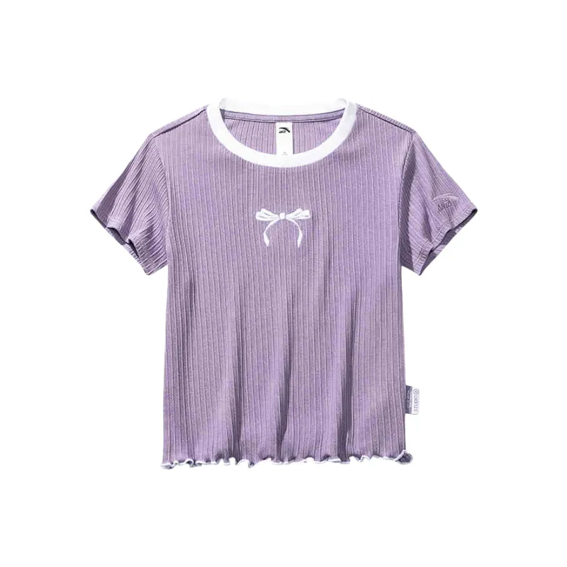 Anta Sports Lifestyle Collection Lifestyle Collection T Shirt Women's Silk Gray Purple-0