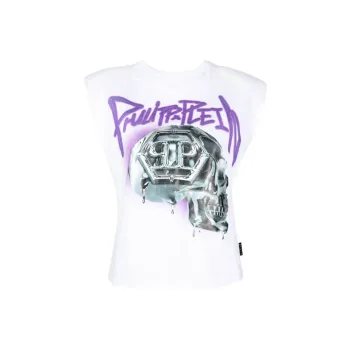 PHILIPP PLEIN Skull print Padded shoulder Tank Top