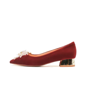 QITUMAUL Chunky Heel High Heels Women's Red