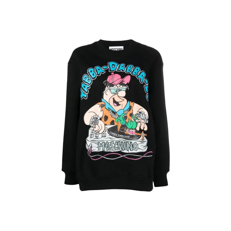 MOSCHINO Graphic Printed Ribbed Hem Sweatshirt-0