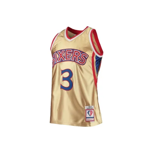 NBA x Mitchell & Ness Philadelphia 76ers Allen Iverson Basketball Jerseys Classic Fan Edition Men's Gold