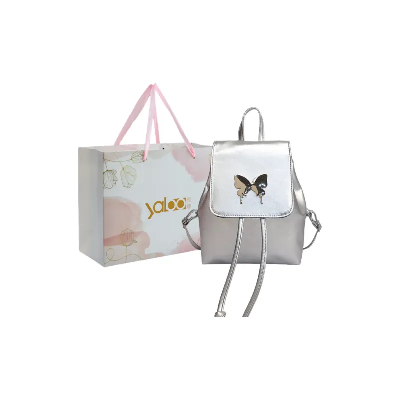 Yalu PU Backpack Unisex Pearl Pink/Pearl White/Pearl Silver-13