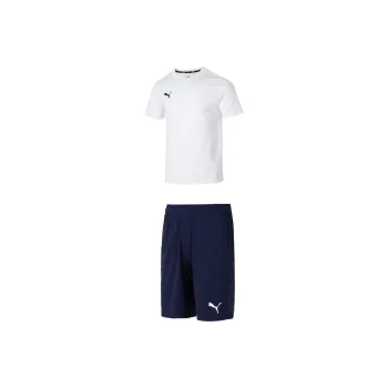 PUMA Mercedes Casual Sportswear Men White T-Shirt+Blue Shorts